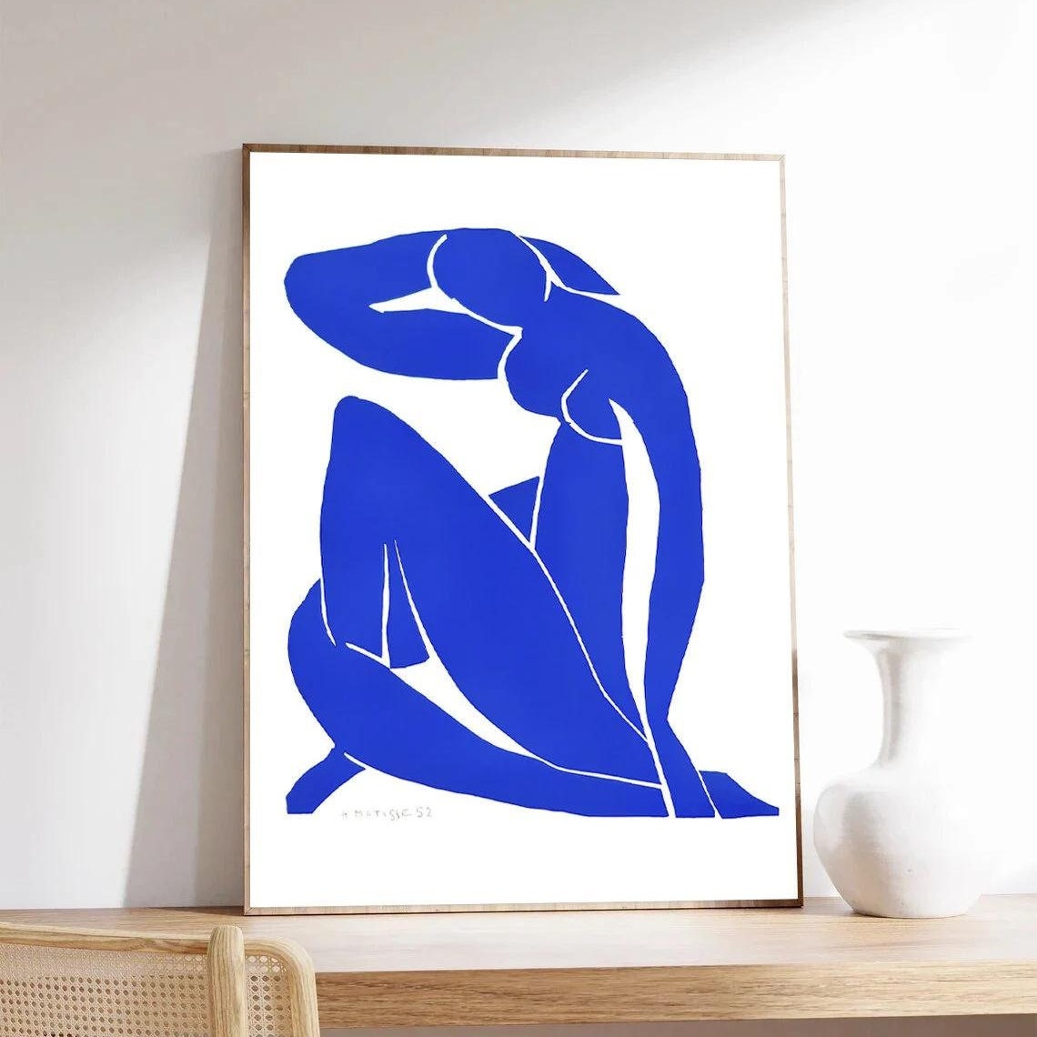 Matisse Blue Nude Paper Cutout Poster with Abstract Figure Art
