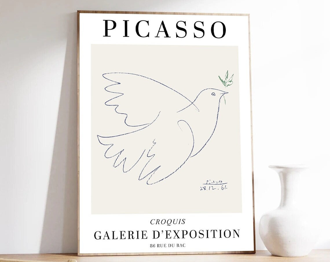 Picasso Dove Of Peace Line Drawing Gallery Exhibition Art Poster - Image 2