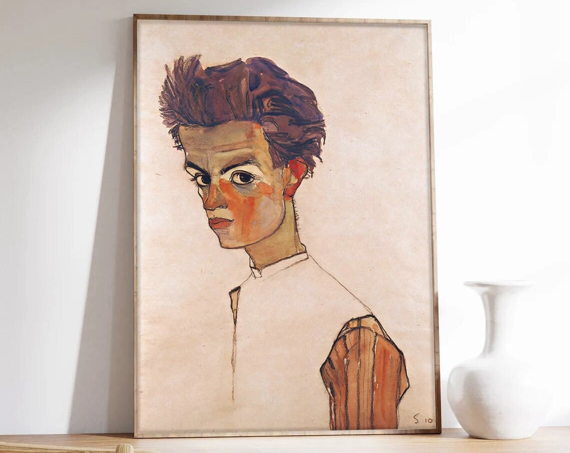 Egon Schiele Portrait Exhibition Poster, Art Print