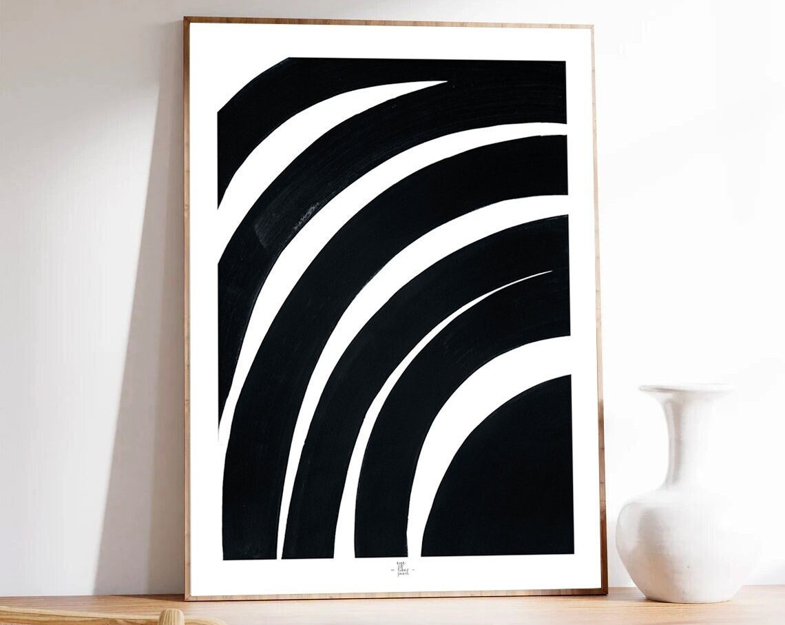 Bold Black Arches Graphic Minimalist Monochrome Abstract Art Poster
