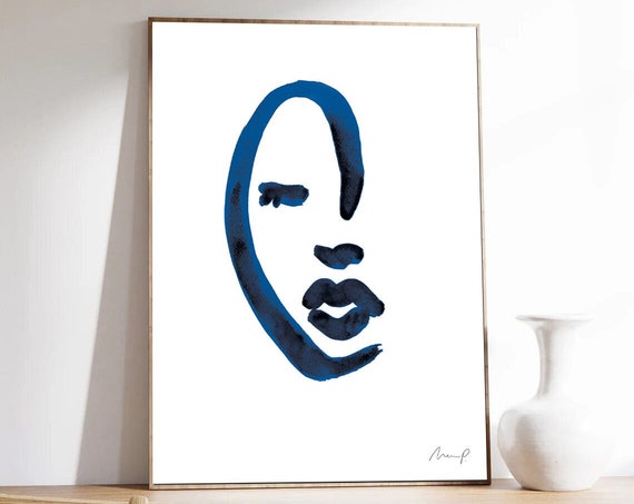 Portrait Matisse Inspiration Blue Portrait5 By Marc Palmade Blue Abstract Art Fine Art Print On Museum Quality Paper