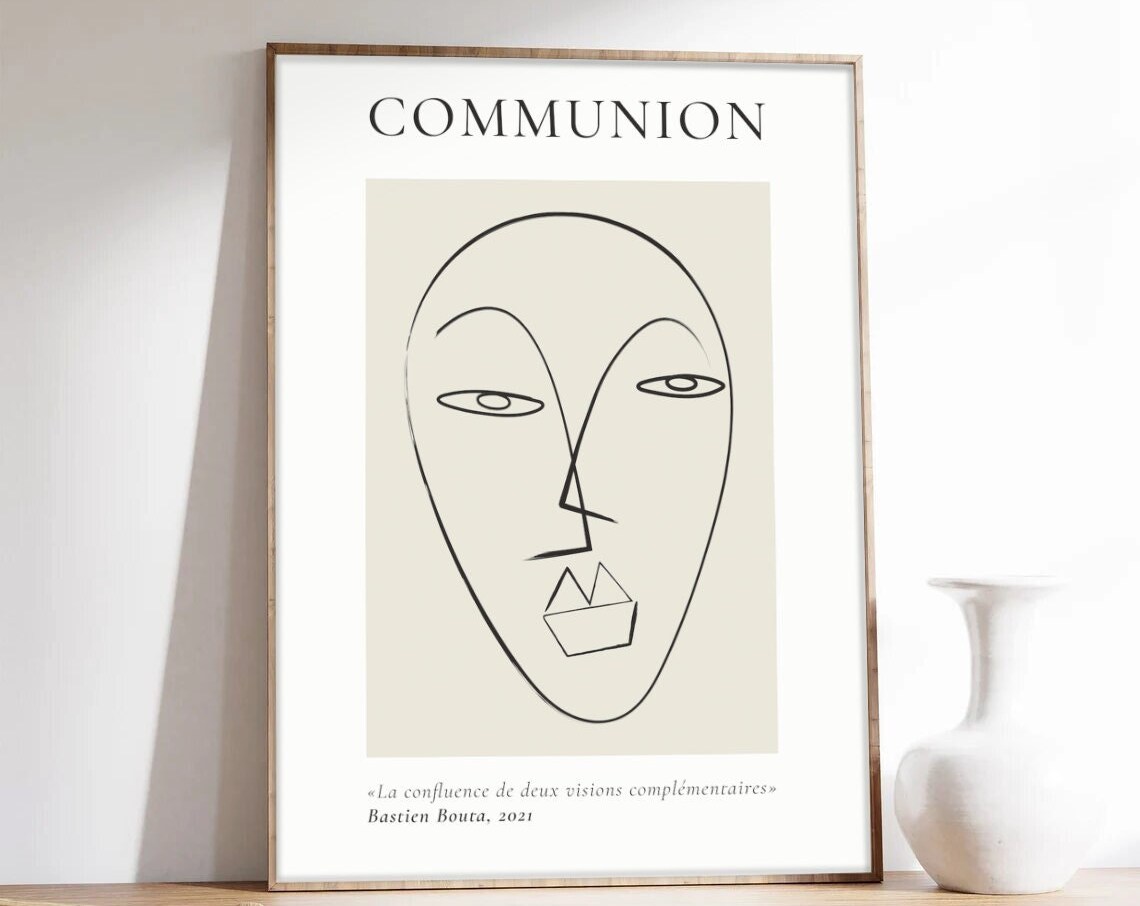 Communion Minimalist Line Face By Bastien Bouta 2021 Art Poster