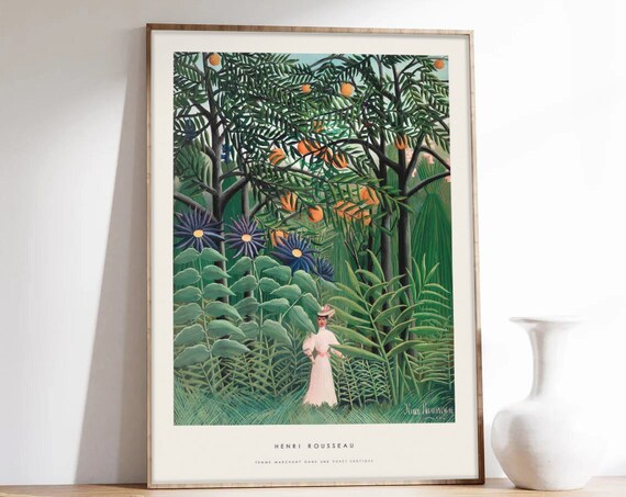Rousseau Woman Walking in an Exotic Forest Art Print