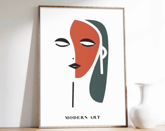 Terracotta Two Faces Modern Art Minimalist Abstract Design Poster