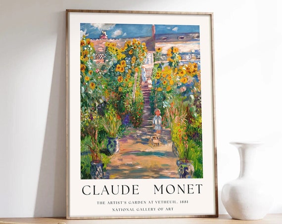 Claude Monet Poster The Artists Garden At Vetheuil Monet Poster Museum Quality Art Poster