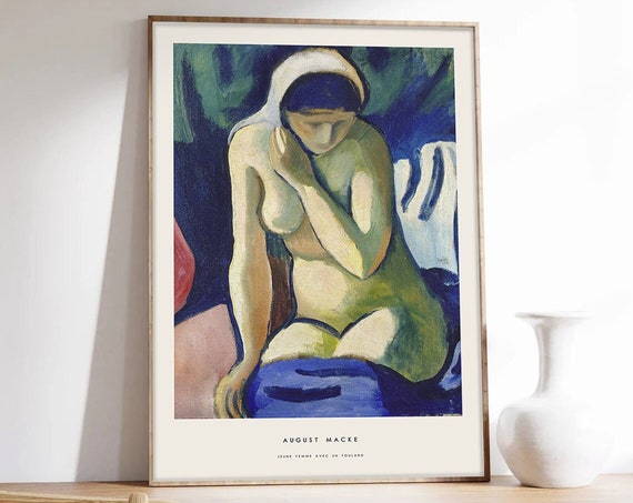 Macke Poster Young Woman With A Scarf August Macke Poster Exhibition Poster Art Print On Museum Quality Paper