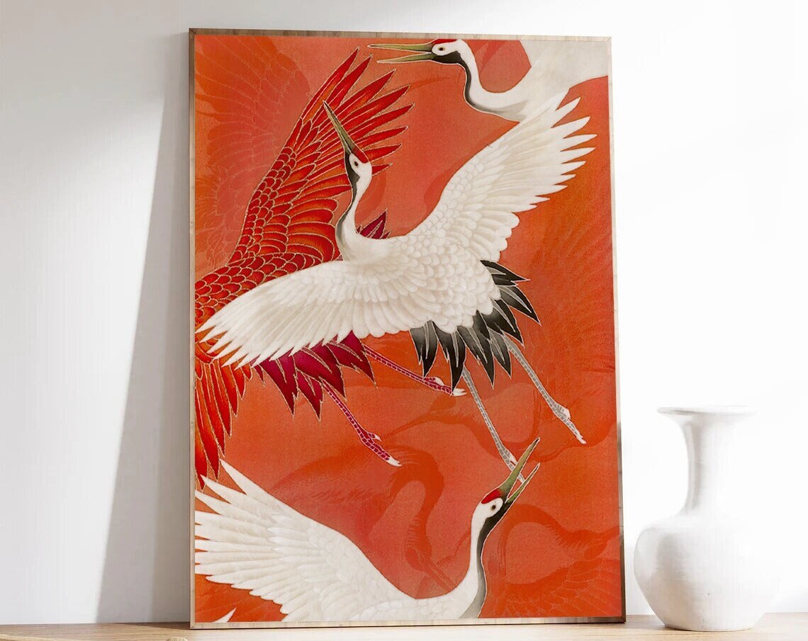 Japanese Cranes Japanese Poster Fine Art Print
