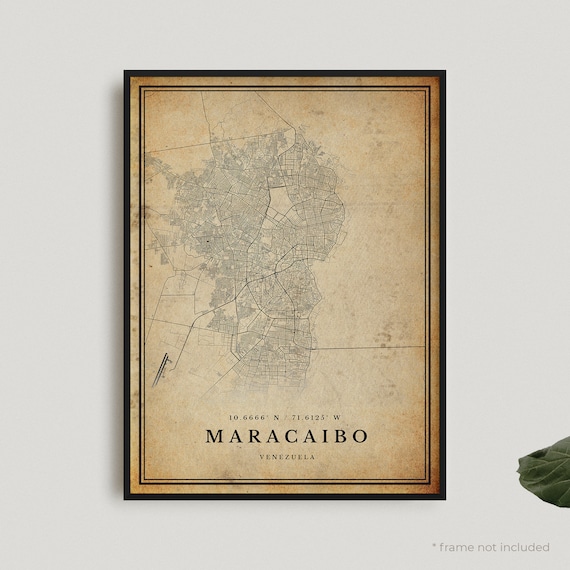 Maracaibo Venezuela Vintage City Map Poster Antique Style Decor