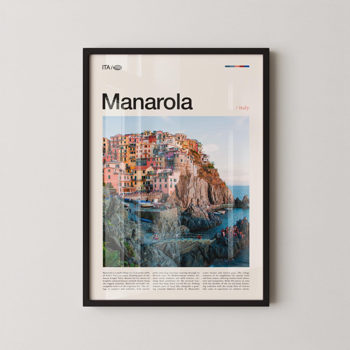 Manarola Cinque Terre Italy Colorful Cliffside Village Travel Poster