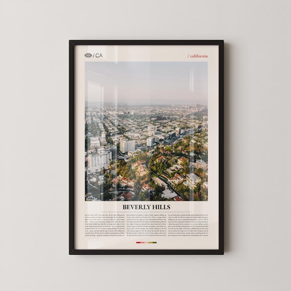 Beverly Hills California Daylight Aerial Cityscape Travel Poster