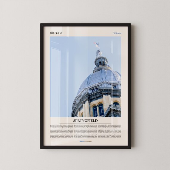 Springfield Illinois State Capitol Dome Vertical Travel Poster