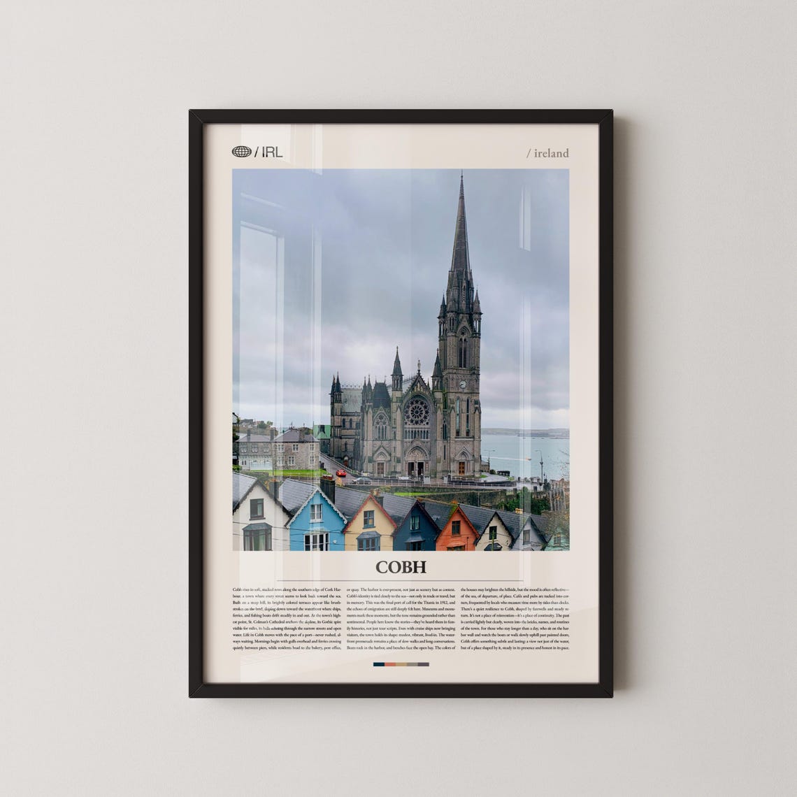 Cobh Ireland Cathedral And Colorful Seaside Houses Travel Poster