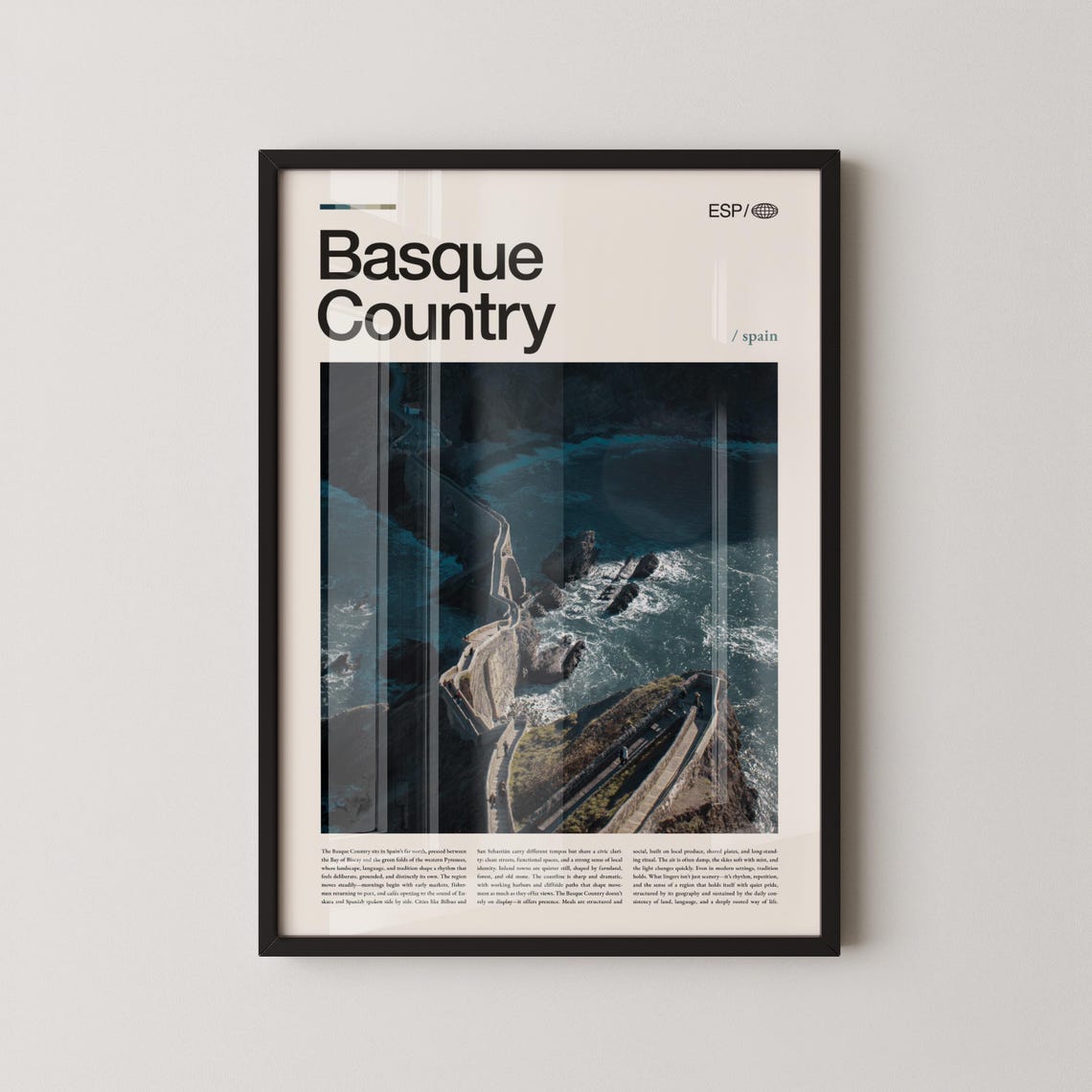 Basque Country Spain Dramatic Aerial Coastline Travel Poster