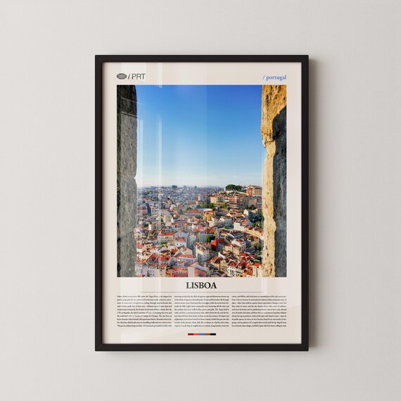Lisboa Portugal Panoramic City View Vintage Travel Poster for Offices