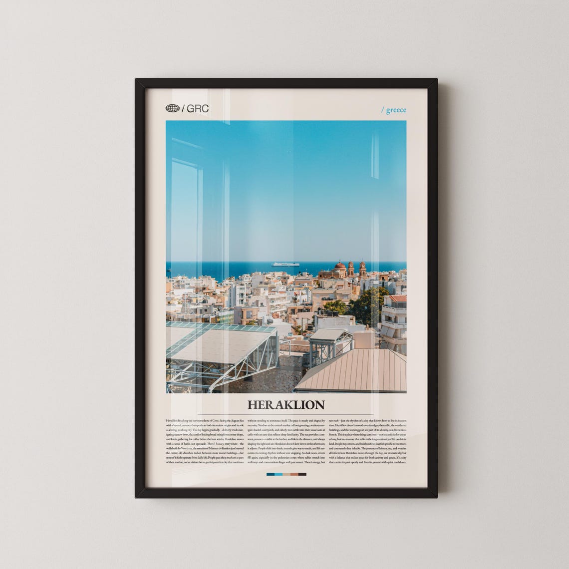 Heraklion Greece Coastal Cityscape Scenic Minimalist Travel Poster