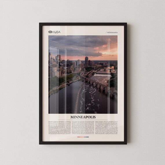 Minneapolis Mississippi River Bridges Aerial Sunset View Poster