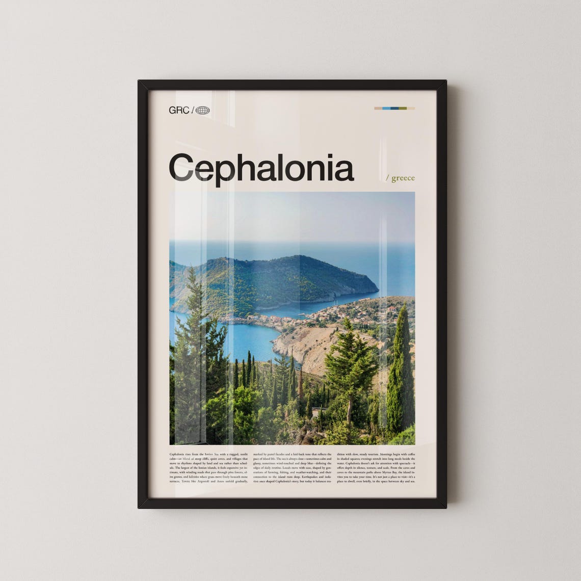 Cephalonia Greece Ionian Island Scenic Coastal View Travel Poster