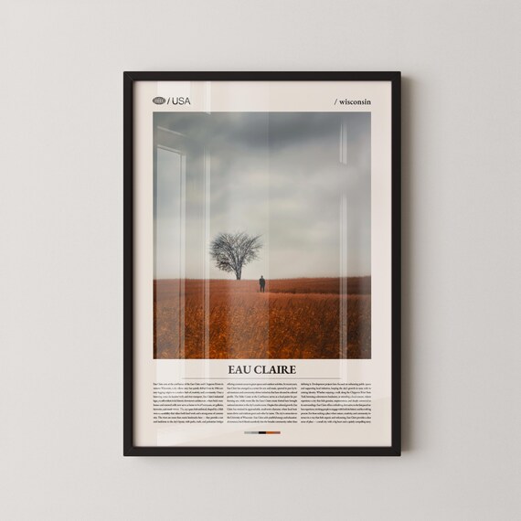 Eau Claire Wisconsin Autumn Field Lone Tree Cloudy Sky Scenic Poster