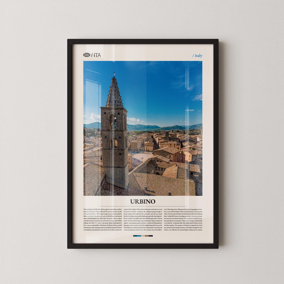 Urbino Italy Bell Tower Over Old Town Photography Travel Poster