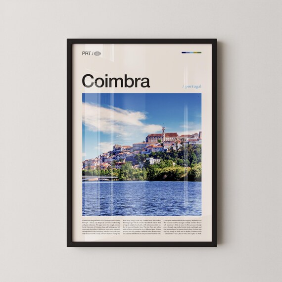 Coimbra Portugal Riverside University City Skyline Travel Poster