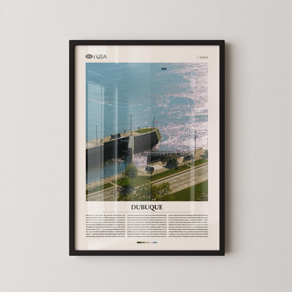Dubuque Iowa Mississippi River Lock Dam Aerial Sunlit Water Poster