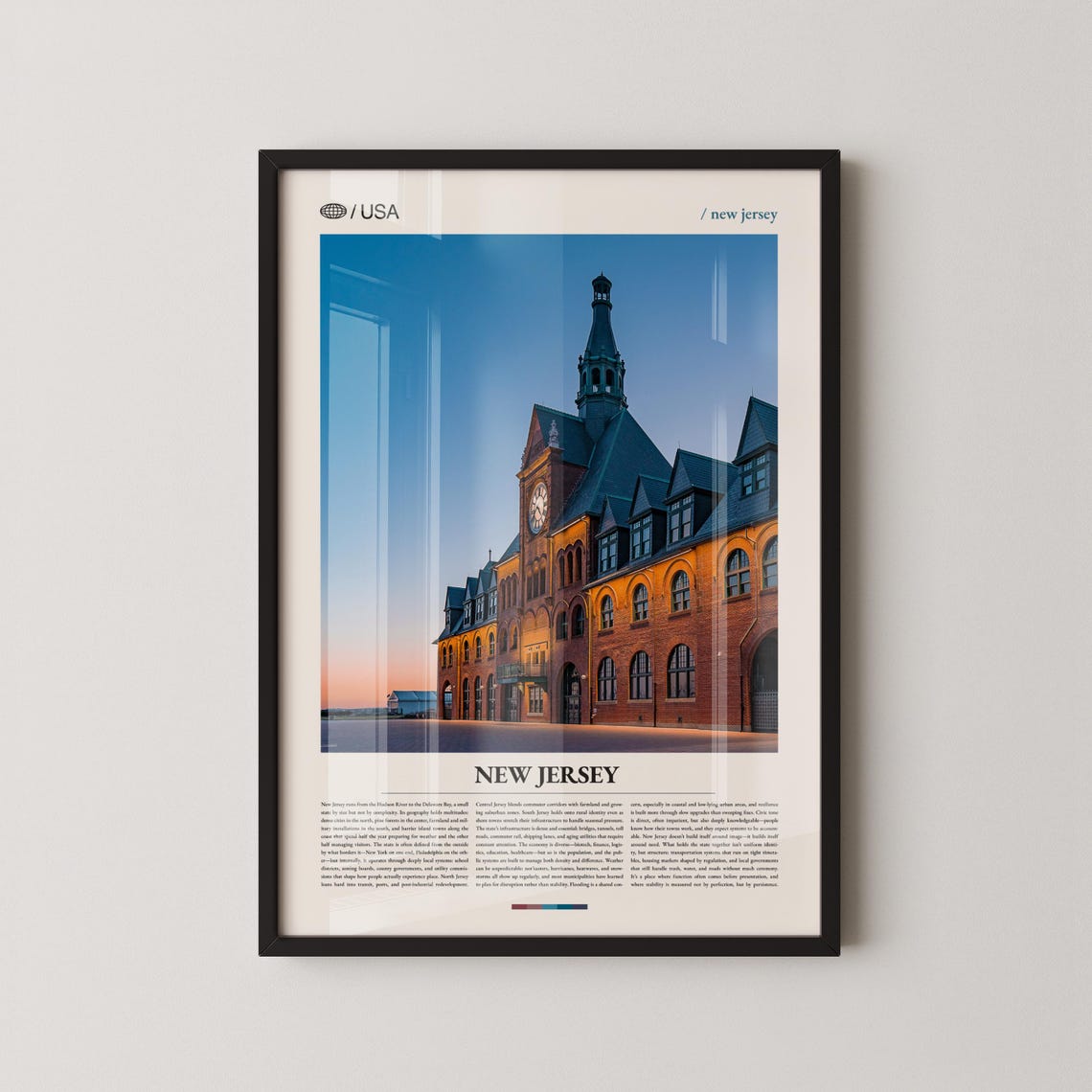 New Jersey Historic Clock Tower At Sunset Travel Photo Art Poster