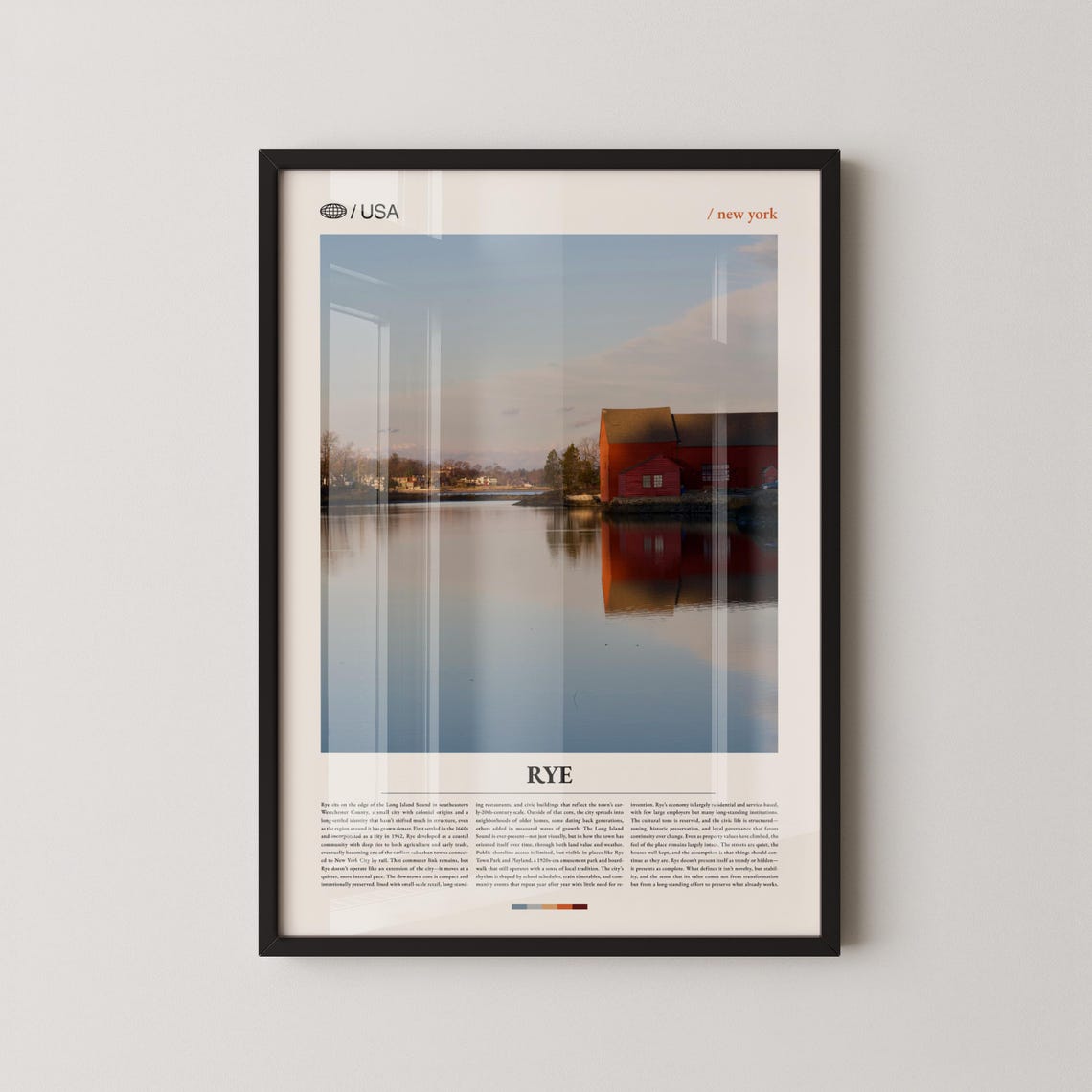 Rye New York Waterfront Red Barn Sunset Photo Poster Coastal Decor