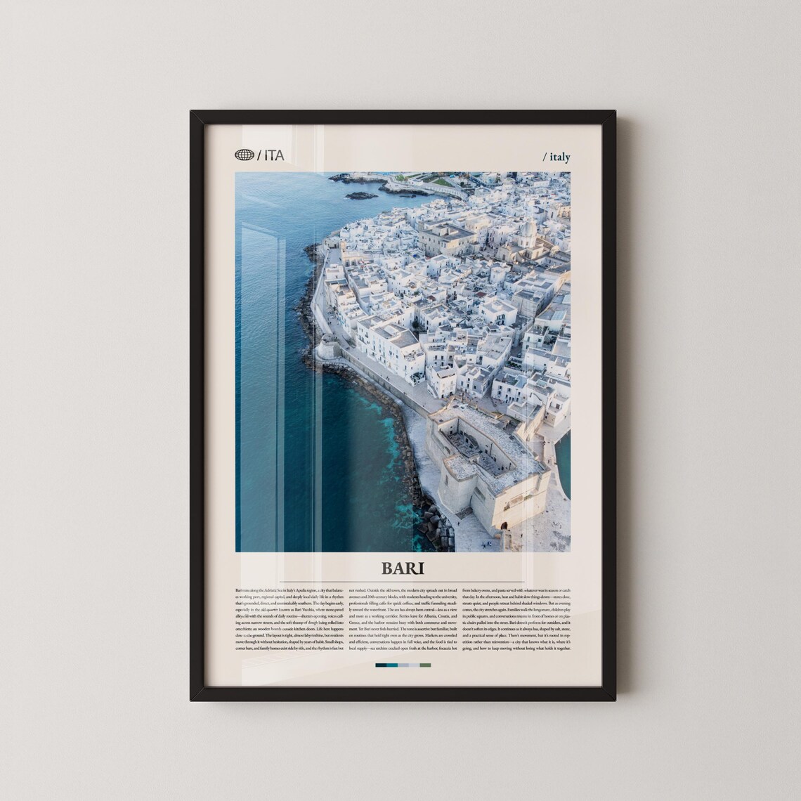 Bari Italy Aerial White Old Town Adriatic Coast Travel Poster