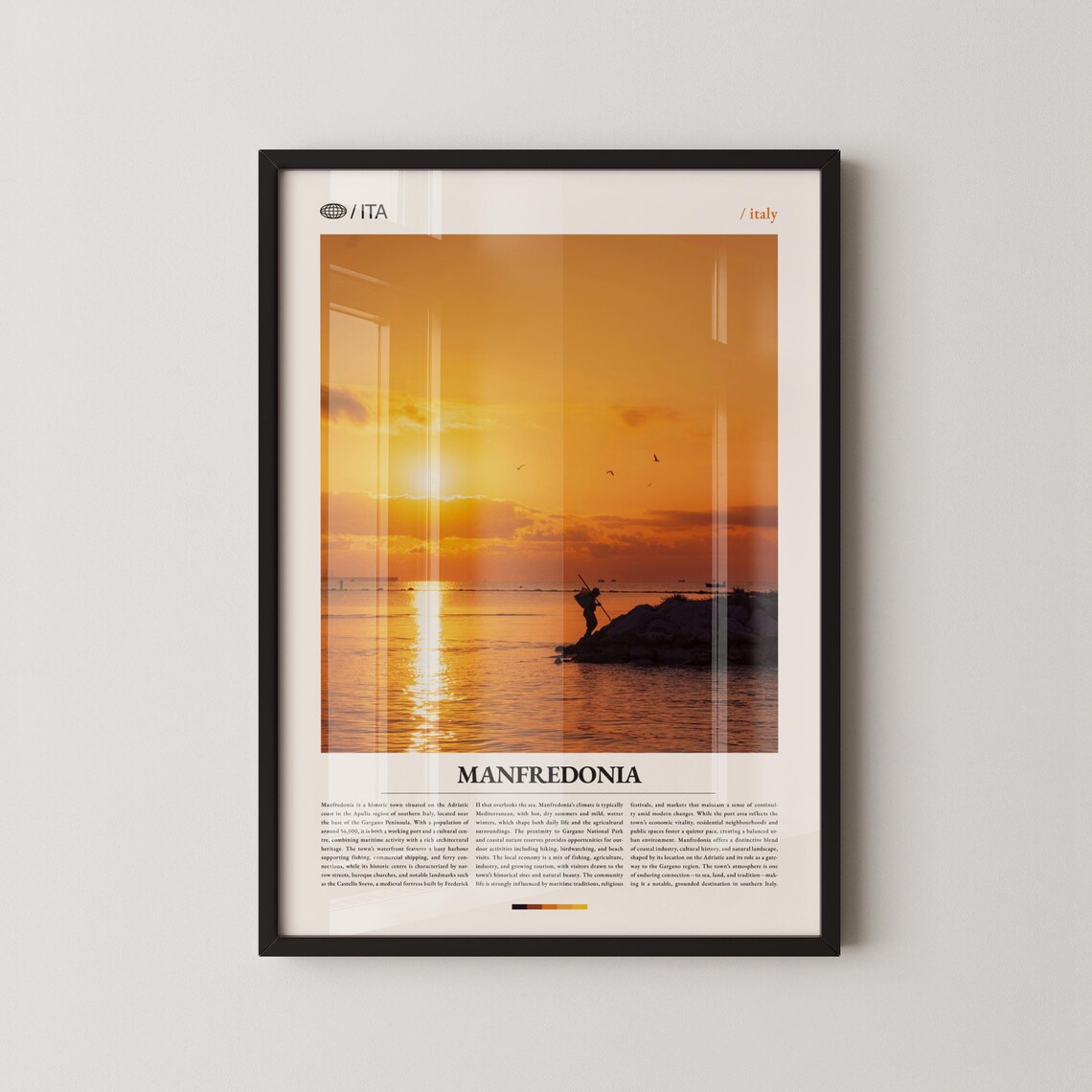 Manfredonia Italy Adriatic Sea Golden Sunset Photo Travel Poster