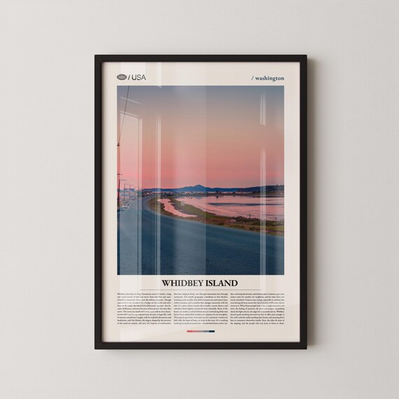 Whidbey Island Washington Sunset Over Tidal Flats Travel Poster