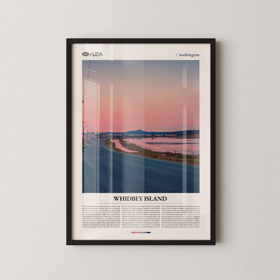 Whidbey Island Washington Sunset Over Tidal Flats Travel Poster