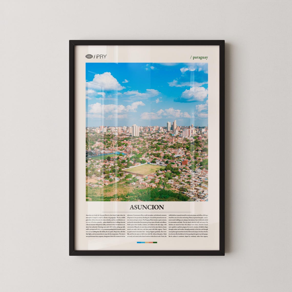Asuncion Paraguay Poster Cityscape Blue Sky Capital South America Art