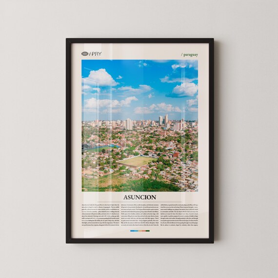 Asuncion Paraguay Poster Cityscape Blue Sky Capital South America Art