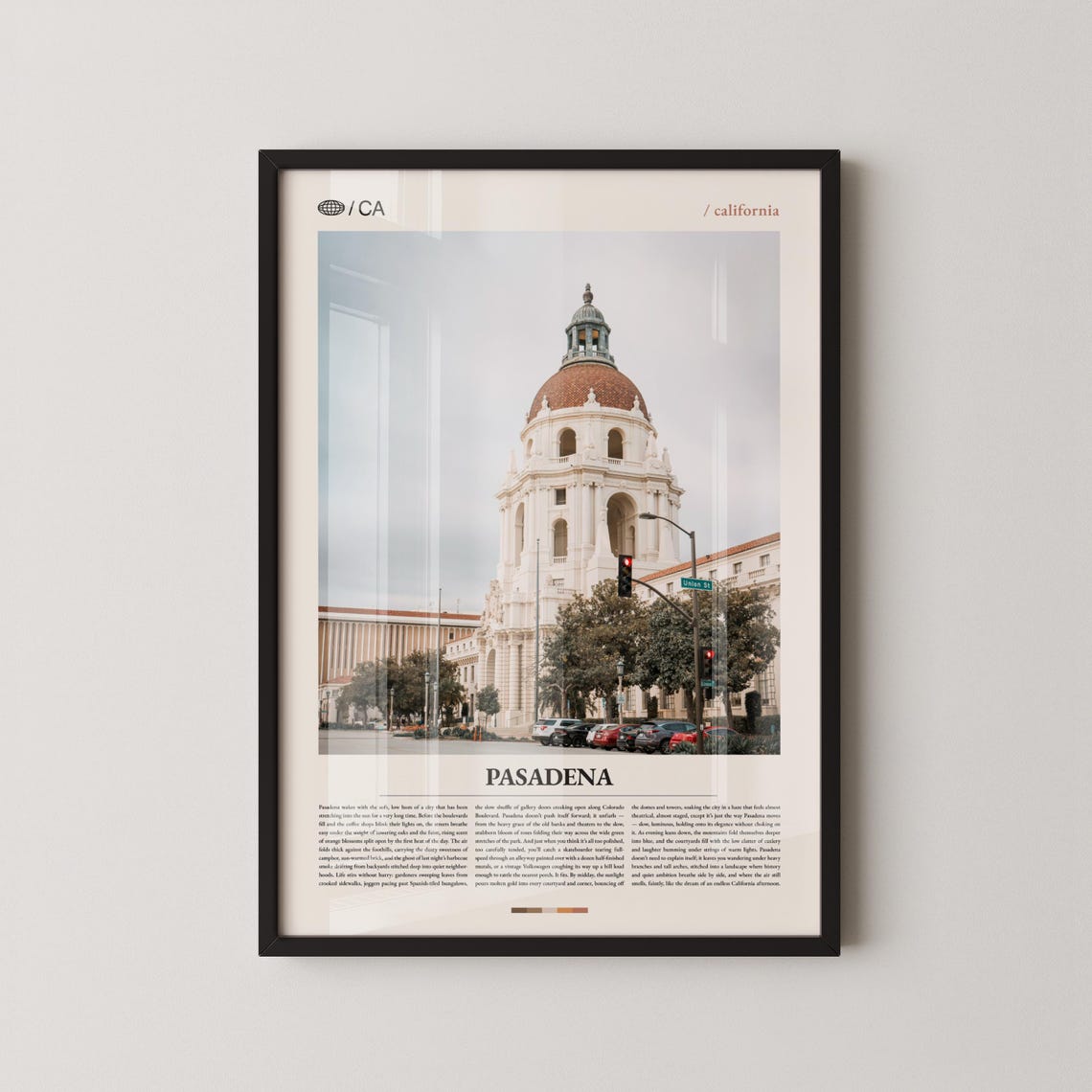 Pasadena California City Hall Dome Historic Landmark Travel Poster