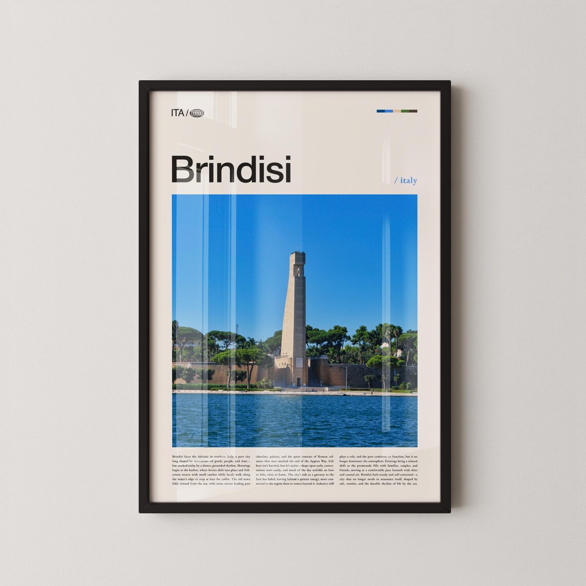 Brindisi Italy Harbor Sail Monument Coastal City Travel Poster