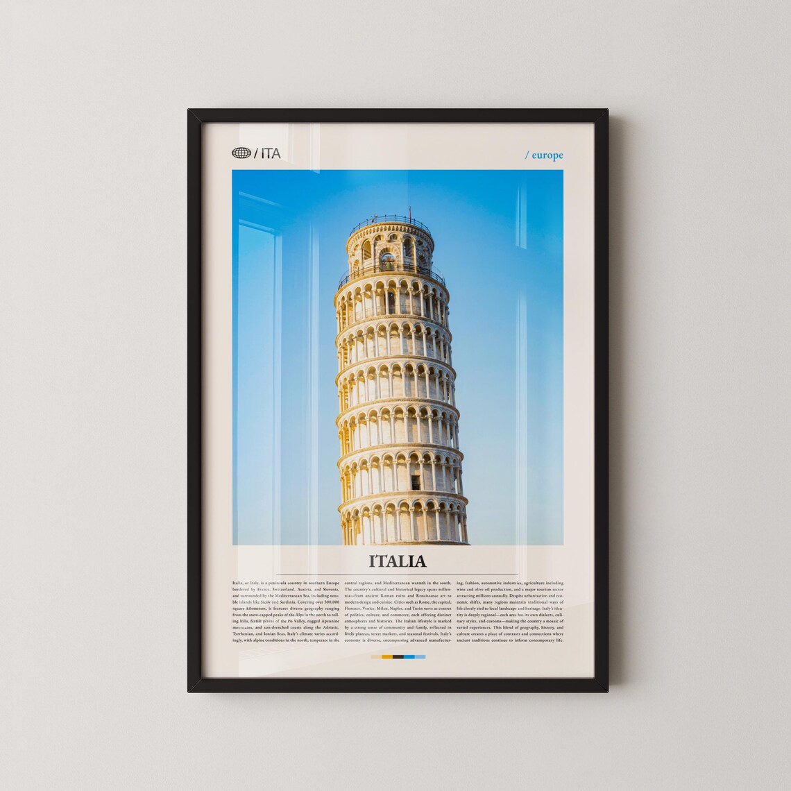 Leaning Tower of Pisa Italia Editorial Travel Photography Poster