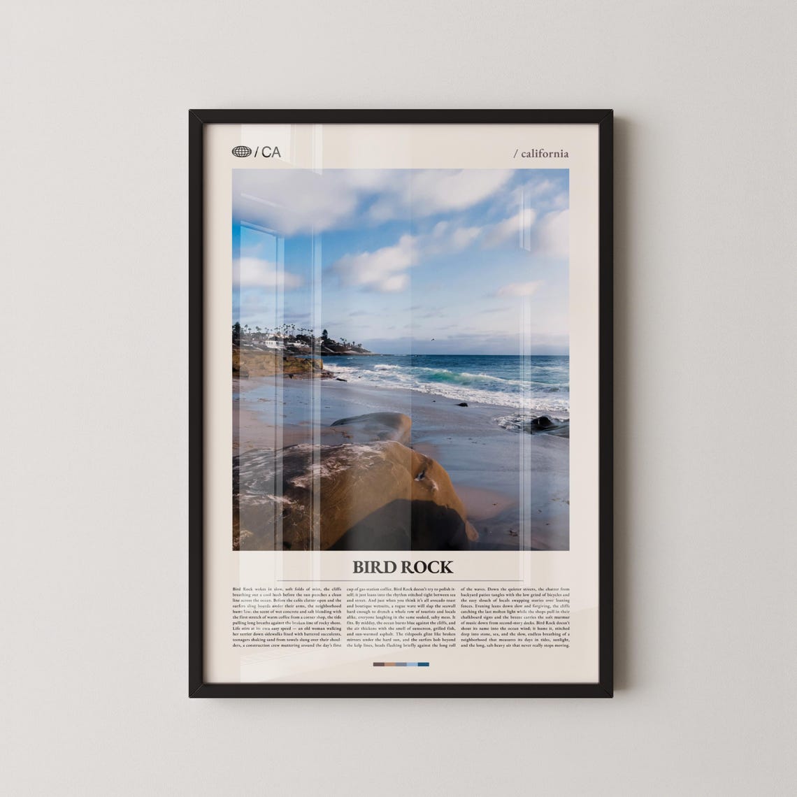 Bird Rock San Diego Rocky Coastline Surf Waves Editorial Photo Poster