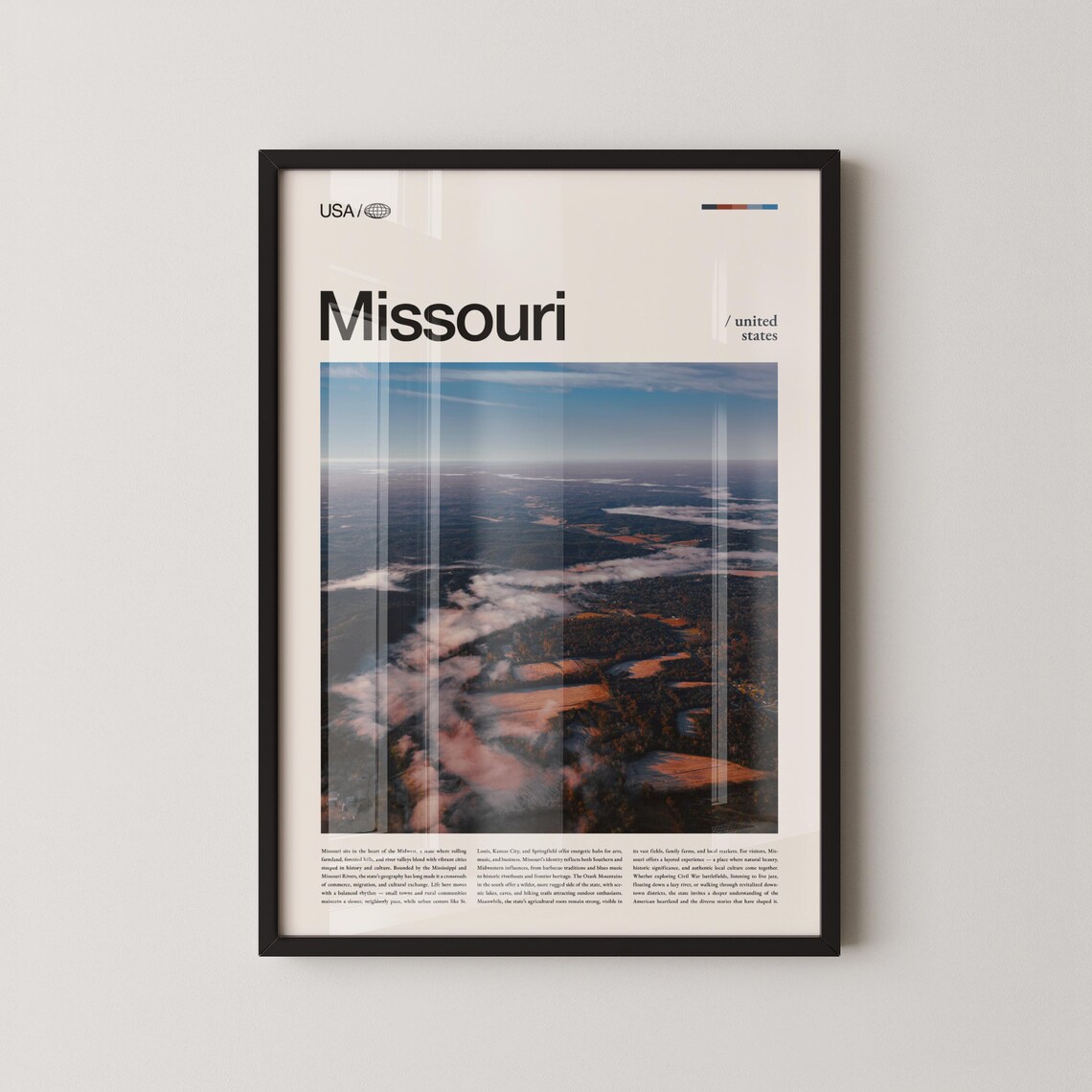 Missouri Farmland Sunset Aerial Golden Hour Scenic Travel Poster