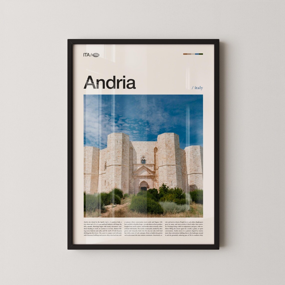 Andria Italy Historic Stone Castle Bold Typography Photo Poster
