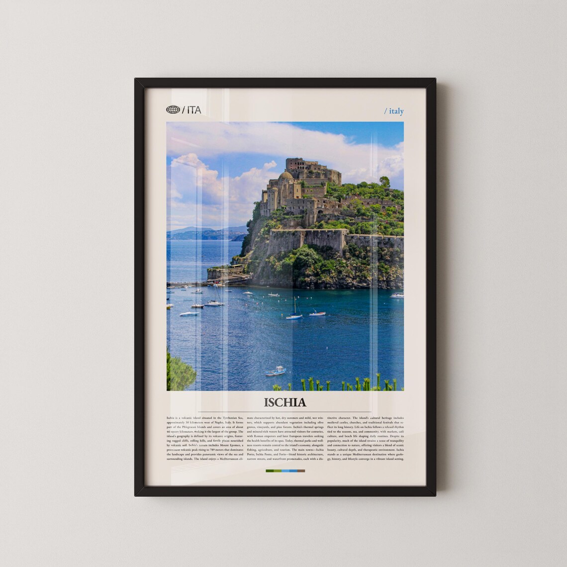 Ischia Castle Mediterranean Coastal Travel Photography Poster