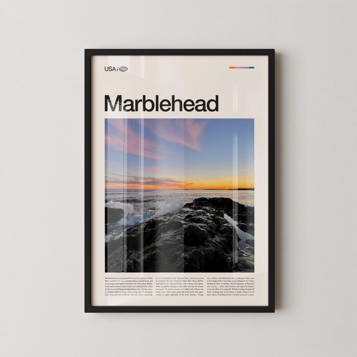 Marblehead Massachusetts Sunset Crashing Waves Coastal Poster