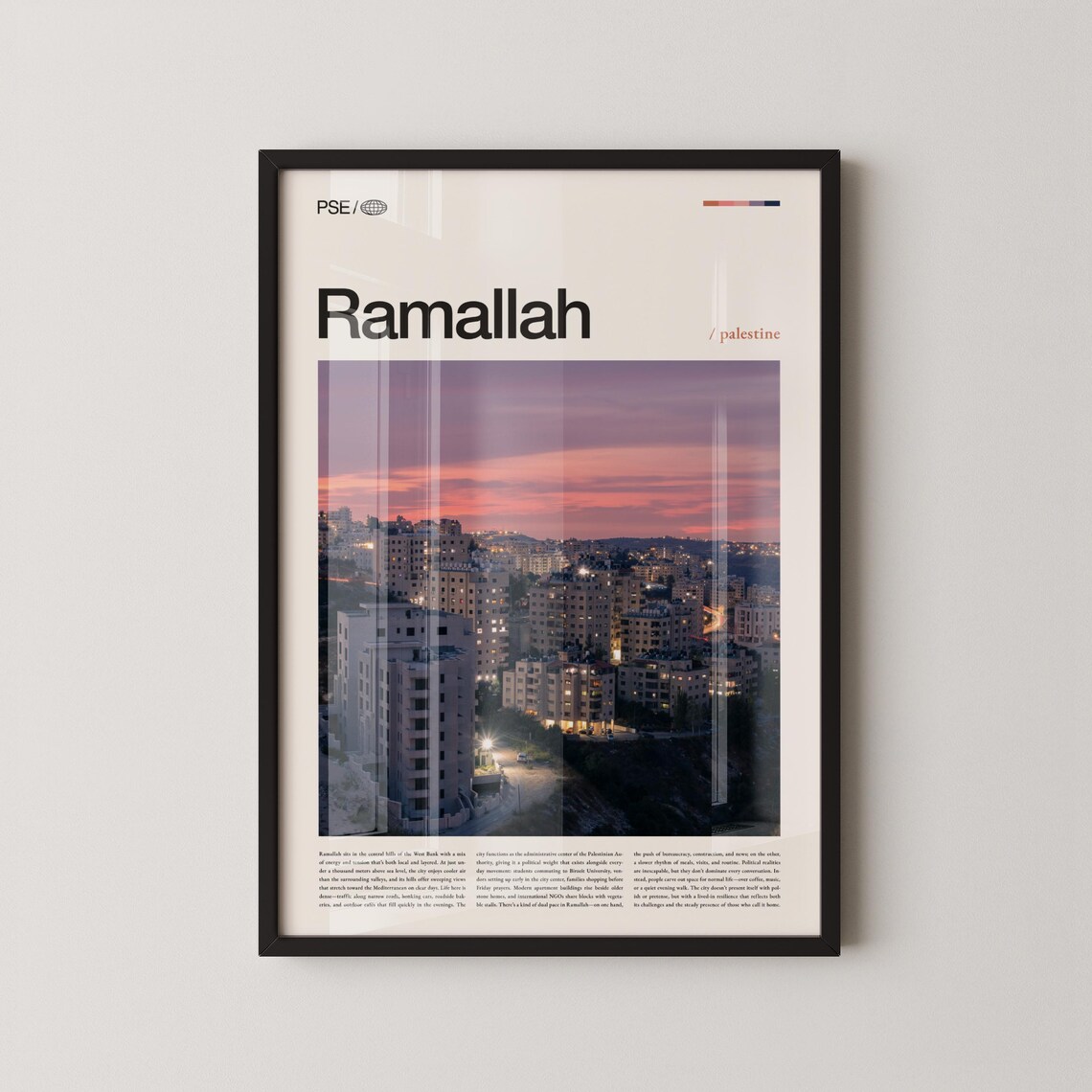 Ramallah Palestine Cityscape Sunset Photography Middle East Travel Poster