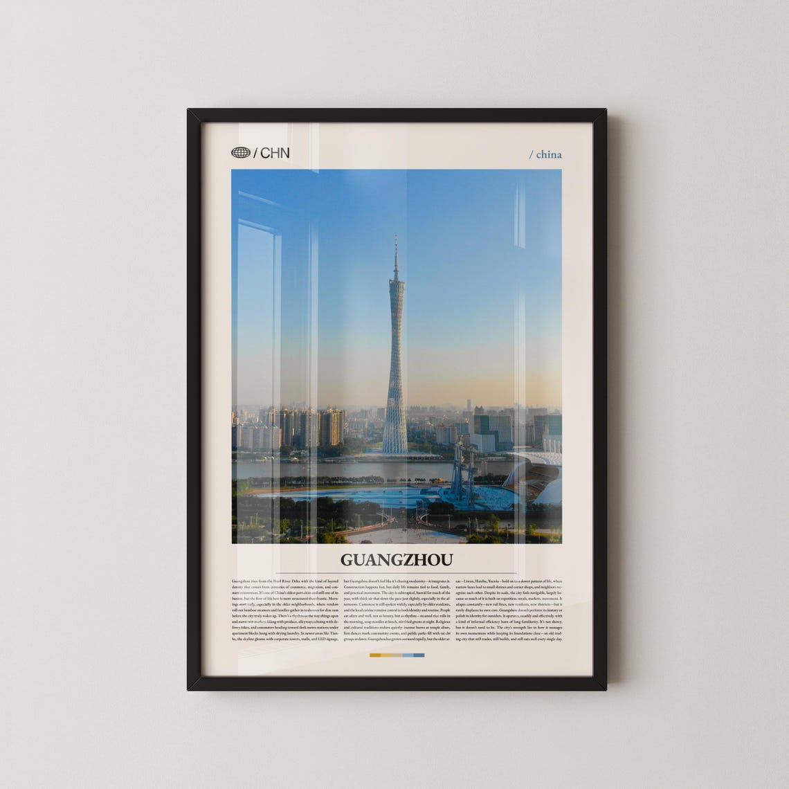 Guangzhou China Canton Tower Pearl River Daytime Skyline Travel Poster