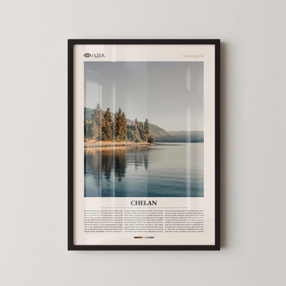 Chelan Print Washington Wall Art Poster Lake Photo Mountain Landscape Decor Pacific Northwest Nature