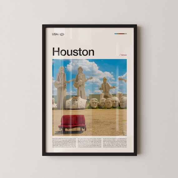 Houston Texas Oversized Rock Band Statue Sculptures Day Poster