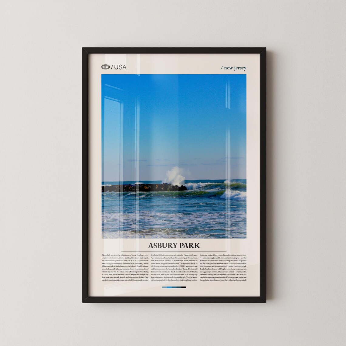 Asbury Park New Jersey Ocean Surf Waves Coastal Travel Poster