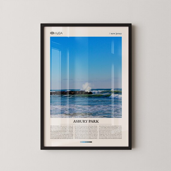 Asbury Park New Jersey Ocean Surf Waves Coastal Travel Poster