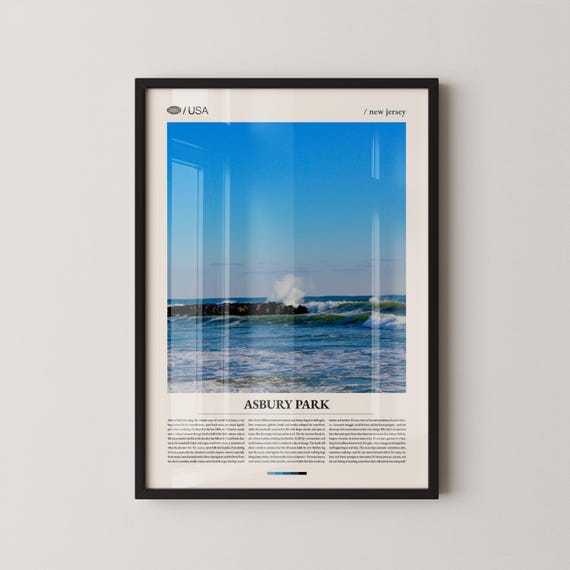 Asbury Park Print New Jersey Wall Art Poster Photo Boardwalk Scene Coastal Charm Decor