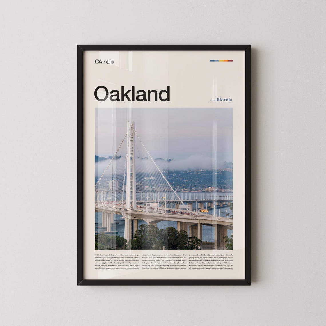 Oakland Bay Bridge California Modern Editorial Photography Poster