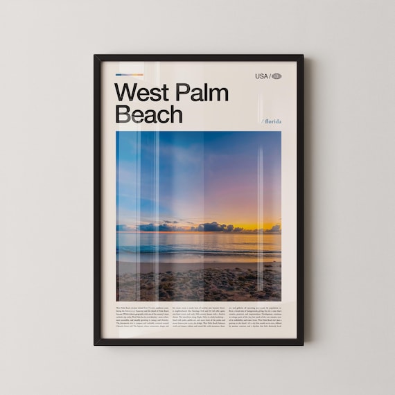 West Palm Beach Florida Minimalist Sunset Beach Photo Travel Decor Poster